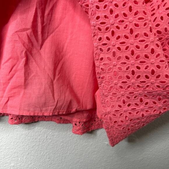 Tyler Boe Isla Eyelet Dress Tea Rose Pink Cotton 3/4 Sleeve Medium - Picture 8 of 11